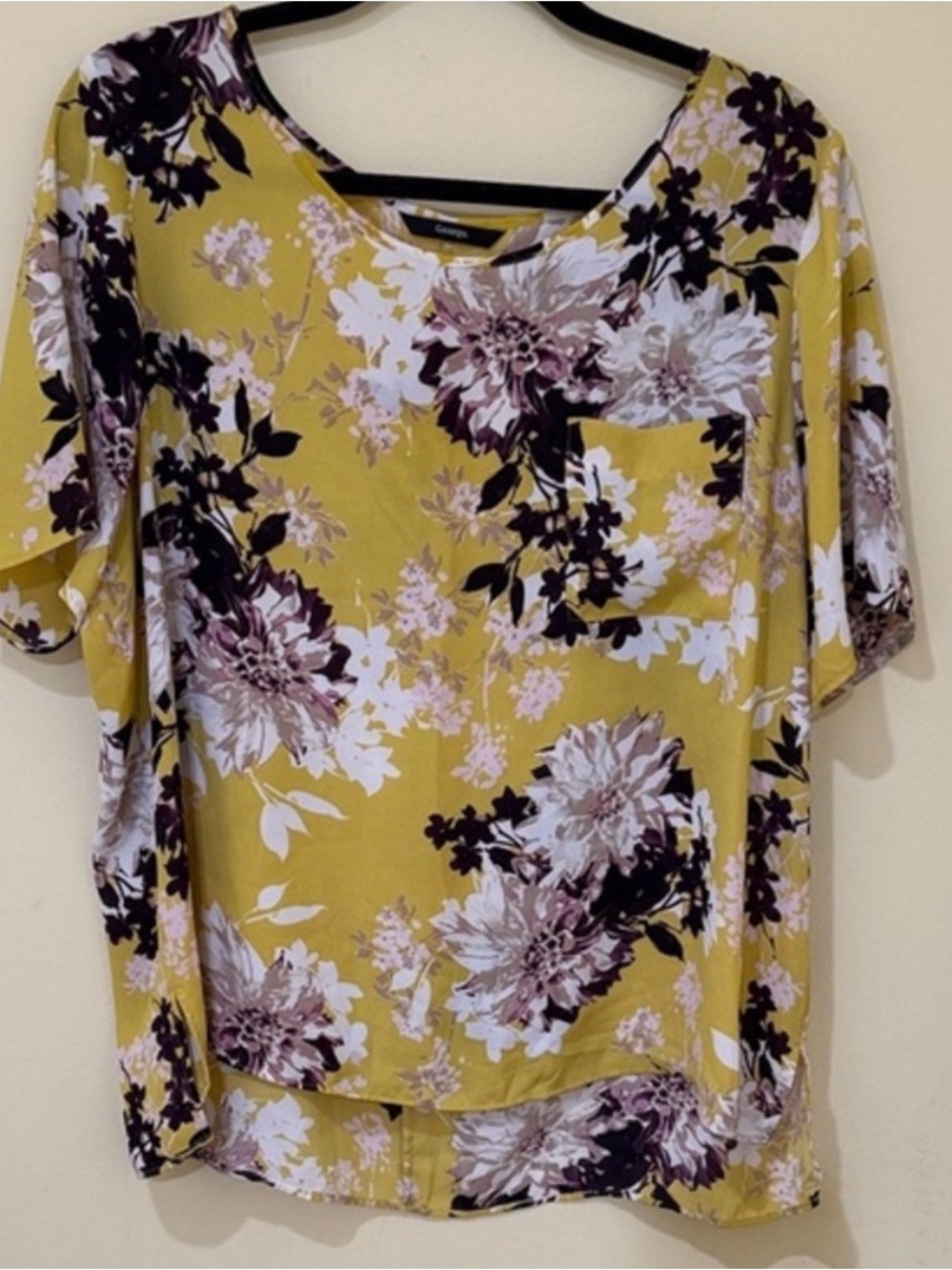 George Yellow Floral Short Sleeve Pocket Blouse